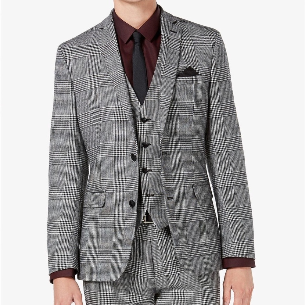 Bar iii plaid two button suit jacket